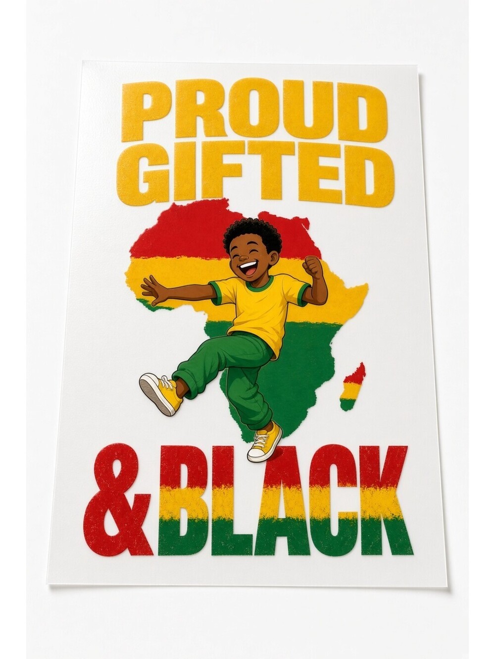 4pc 10" Proud Gifted & Black Africa Map Kids Pride DTF Transfer Ready to Press